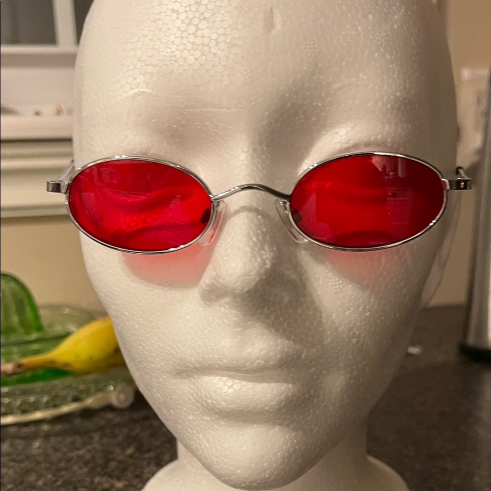 Y2K 🔥 Retro Red Lens Sunglasses – Hand Polished